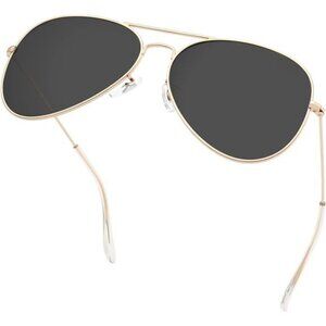 Aviator Sunglasses Men Women Polarized Metal Mirror UV400 Sun Glasses Gold Black